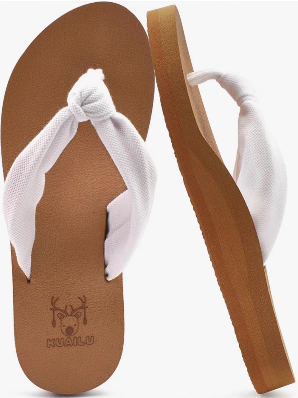 Women's White Knotted Fabric Sandals